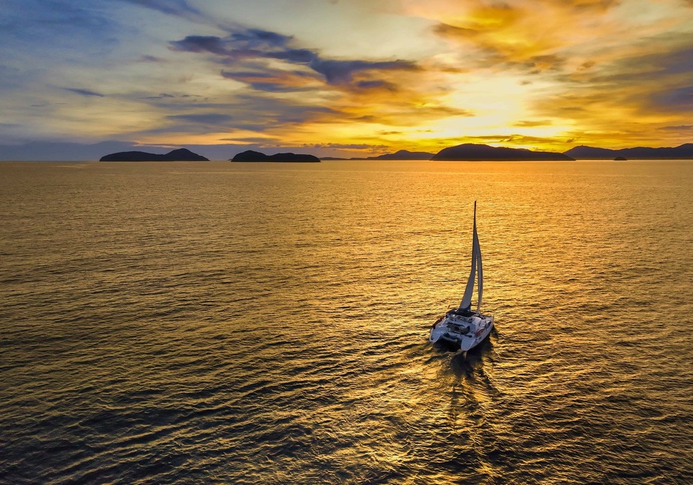 Catamaran, sunset
